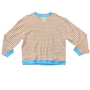 We The Free Classic Striped Oversized Crewneck Color:Tangerine combo Size:XL NWT